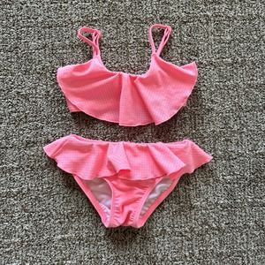 Seafolly Kids Girl Sweet summer Ruffle Two-Piece Tankini Swimsuit Coral Pink 3